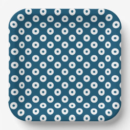 Prato De Papel Simples - Azul Escuro e Pontos Polka Brancos