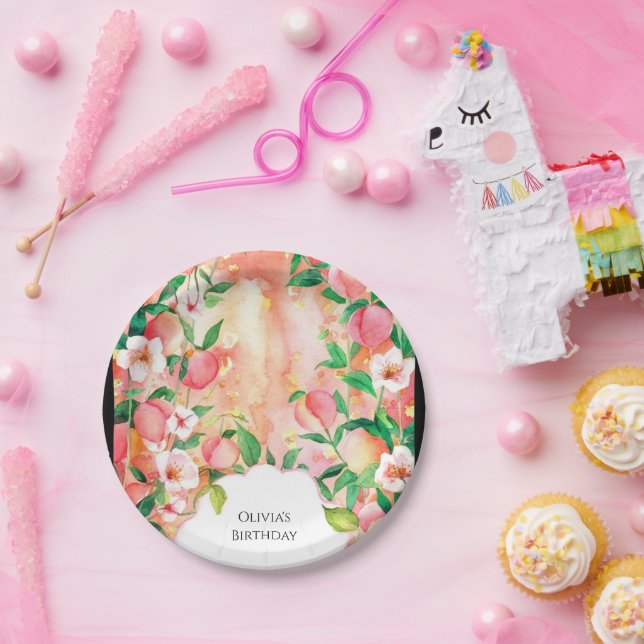Prato De Papel Simples Boho Peach Birthday (Festa)