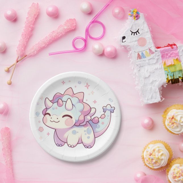 Prato De Papel Simples Chá de fraldas Dinossauro Doce (Festa)