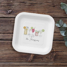 Prato De Papel Simples Cocktail Bebidas Por Aquarela