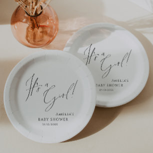 Prato De Papel Simples e Impressionante É uma garota! Chá de fral