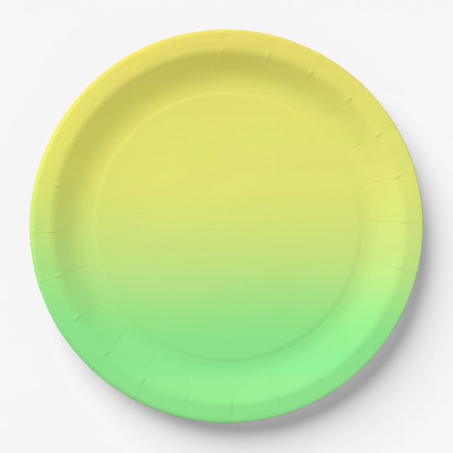 Prato De Papel Simples Efeito de Mão Solar Verde Amarelo (Frente)