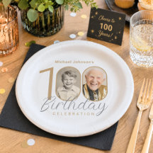 Simples Elegante Personalizado Foto 100º Aniversár