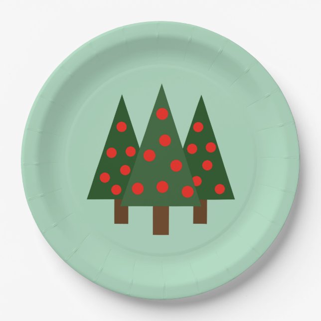 Prato De Papel Simples Natal em Placas de Livro Verde (Frente)