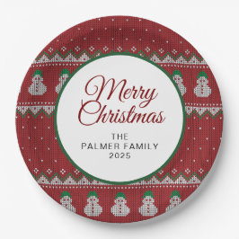 Prato De Papel Simples Natal Feio Elegante | Nome Personalizado d