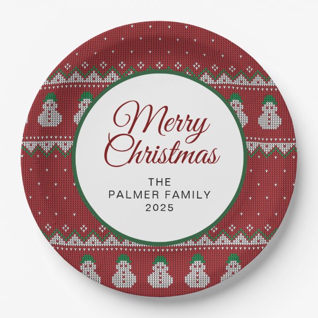 Prato De Papel Simples Natal Feio Elegante | Nome Personalizado d (Frente)