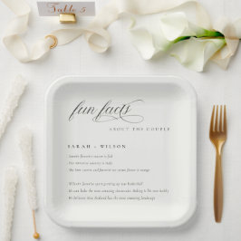 Prato De Papel Simples Script Black White Weding Fatos Divertidos