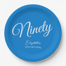 Prato De Papel Simplesmente moderna Festa de aniversário 90 Azul