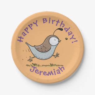 Prato De Papel Simulação de desenho animado da codorniz californi