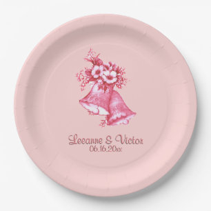 Prato De Papel Sinais de Casamento Rosa Personalizados