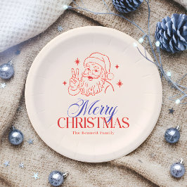 Prato De Papel Sinais de Paz Retroativos - Feliz Natal