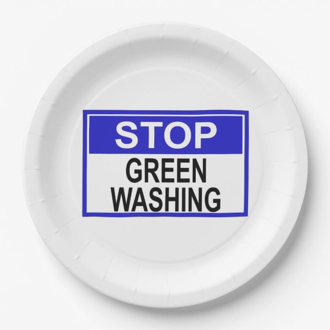 Prato De Papel Sinal de Parar Greenwashing (Frente)