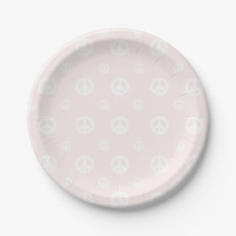 Prato De Papel Sinal de Paz de Aniversário Hippie Surf Retro Rosa