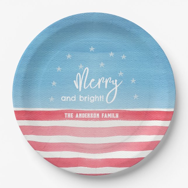 Prato De Papel Sinalizador de Aquarela Moderna Patriótica (Frente)