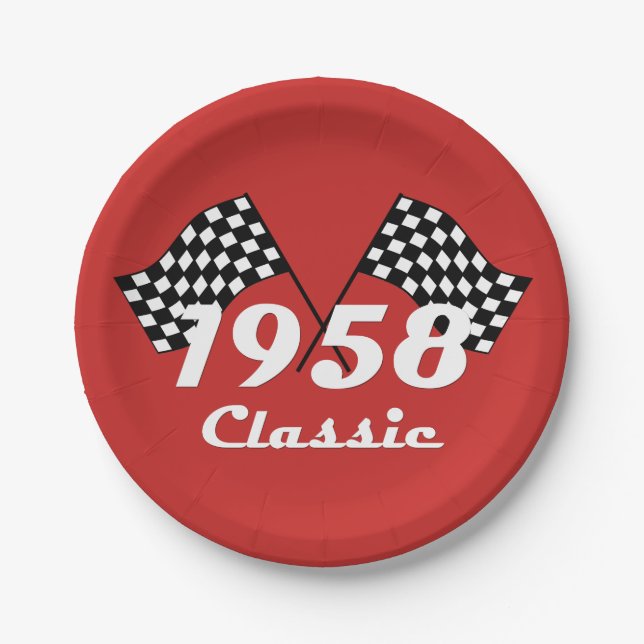 Prato De Papel Sinalizador de Raça Clássica Verificada em Preto e (Frente)