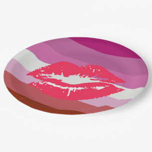 Prato De Papel Sinalizador do Orgulho Lésbico Lipstick