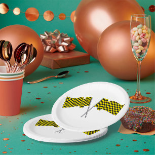 Prato De Papel Sinalizadores De Corrida Amarela E Preta