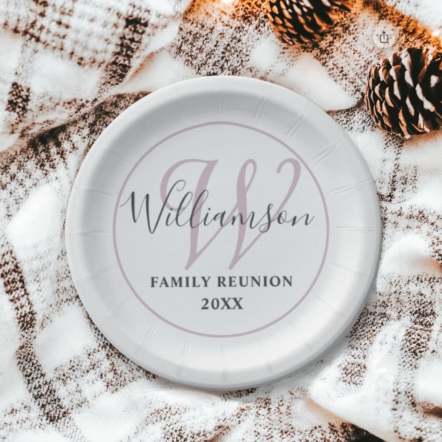 Prato De Papel Sindicato da Família Moderno Monograma (Criador carregado)