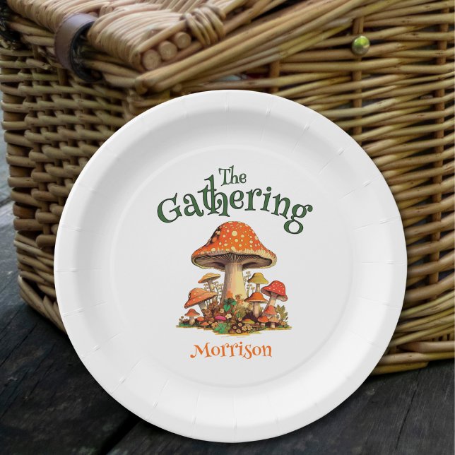Prato De Papel Sindicato da Família Retro Cogumelos Diversos (Criador carregado)