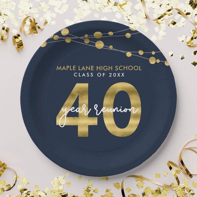 Prato De Papel Sindicato de Classes Blue Strings of Lights 40 Yea (Criador carregado)