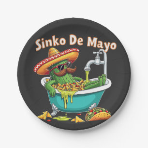 Prato De Papel Sinko de Mayo"Cinco engraçados de Mayo Cactus