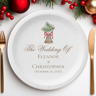 Prato De Papel Sino de Natal Vintage Casamento Minimalista de Fér