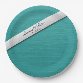 Prato De Papel Sinos De Casamento Azul Teal Personalizados