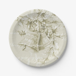 Prato De Papel Sinos de férias de natal vintage neutros