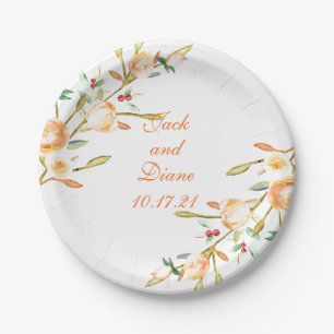 Prato De Papel Sistemas de rosa e Berry Watercolor