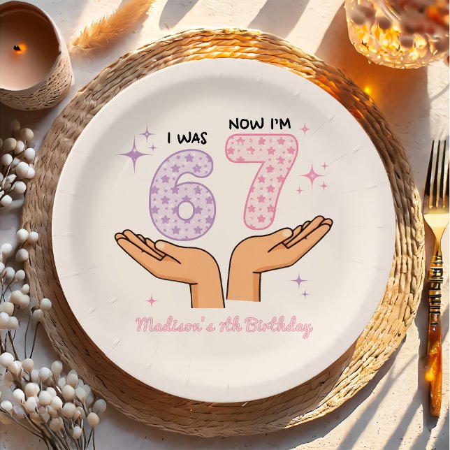 Prato De Papel Six Seven Girl Birthday Paper Plate (Criador carregado)