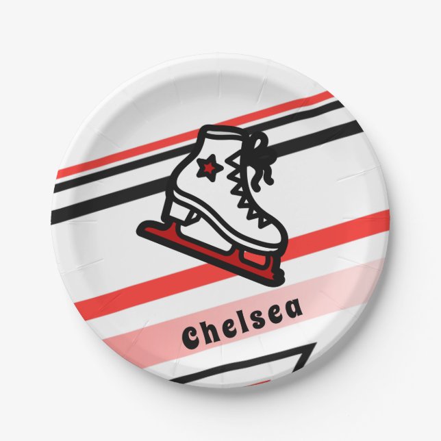 Prato De Papel Skates Personalizados de Rapariga de Patinação na  (Frente)