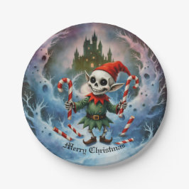 Prato De Papel Skeleton Christmas Elf – Creepy Cute Dark Holiday 