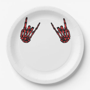Prato De Papel Skeleton Hand Heart Roll & Red Classic