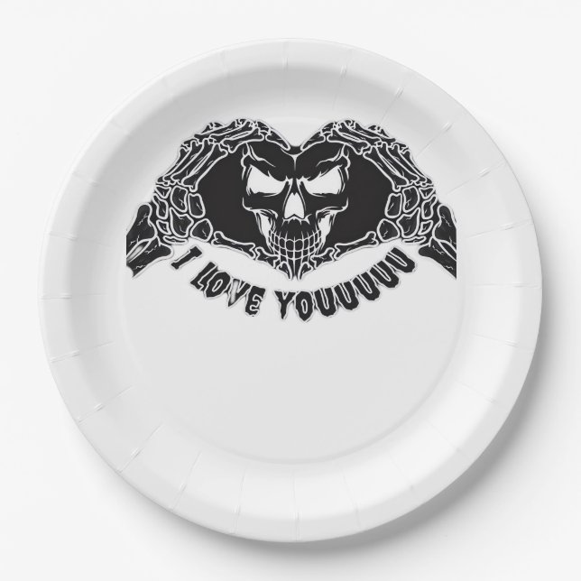 Prato De Papel Skeleton Hands Skull, Design Halloween Para Backgr (Frente)