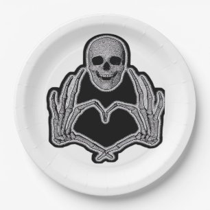 Prato De Papel Skeleton Heart Hands Classic