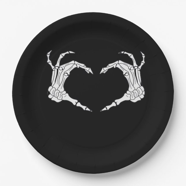 Prato De Papel Skeleton Heart Hands Classic (Frente)