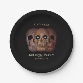 Prato De Papel Skull Engraçado Brown Gothic Aniversário RIP Para 