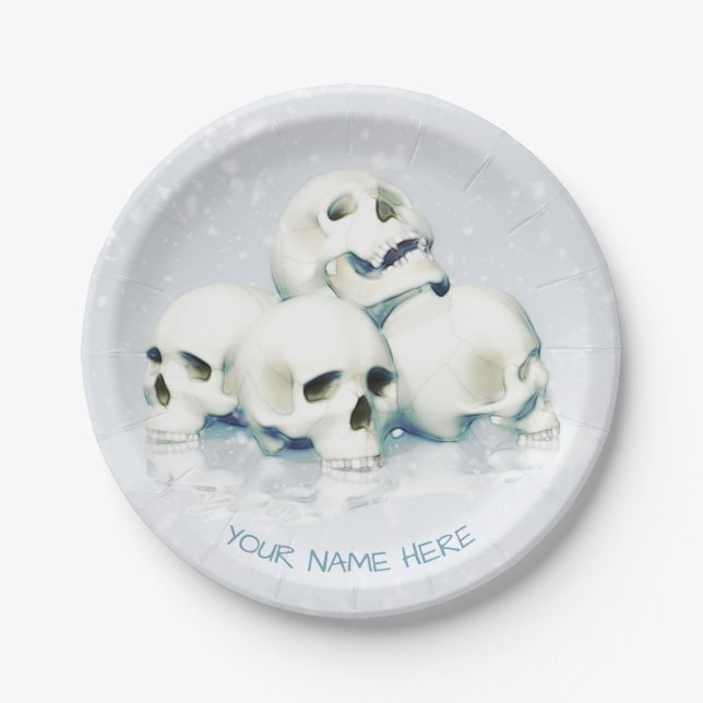 Prato De Papel Skulls in the snow. Personalized (Frente)