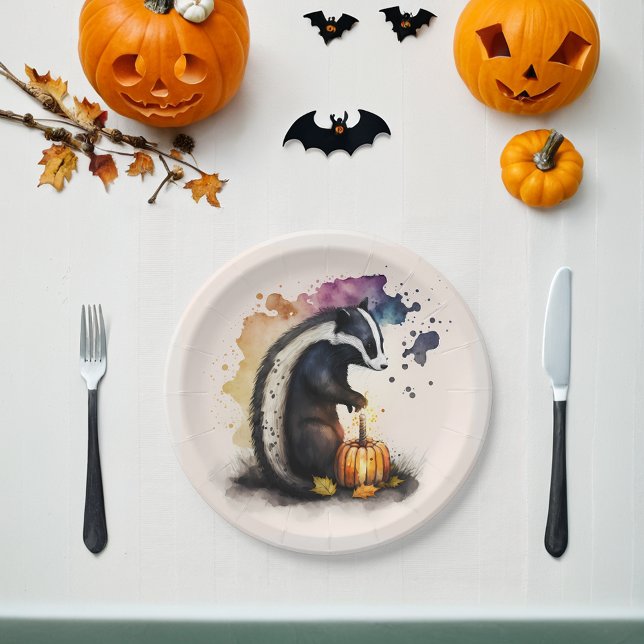 Prato De Papel Skunk Halloween (Criador carregado)