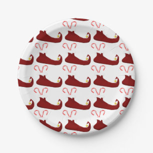 Prato De Papel Slippers Red Elf com Canas Doces