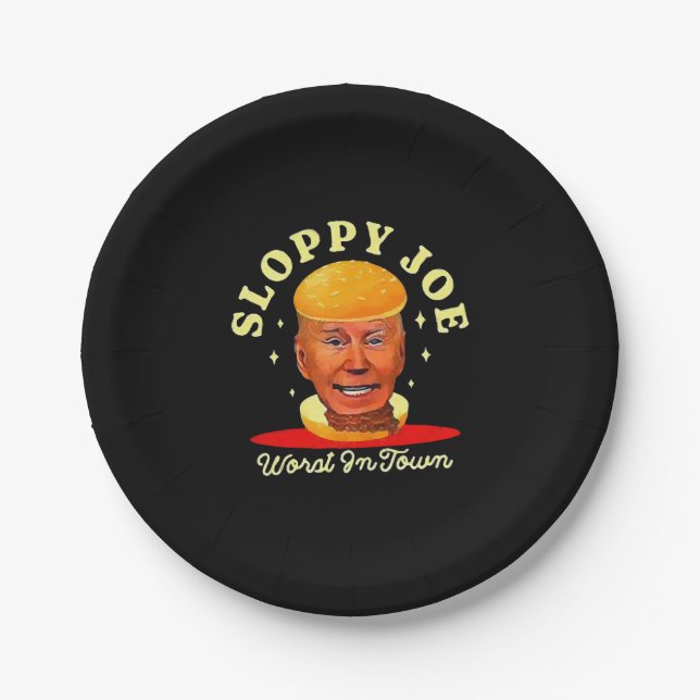 Prato De Papel Sloppy Joe Biden Anti Presidente  (Frente)