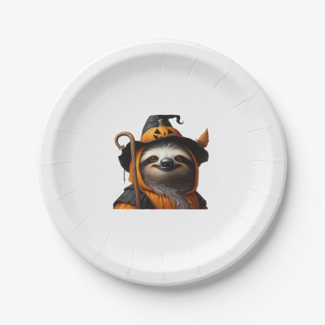 Prato De Papel Sloth Halloween Classic T-Shirt (Frente)