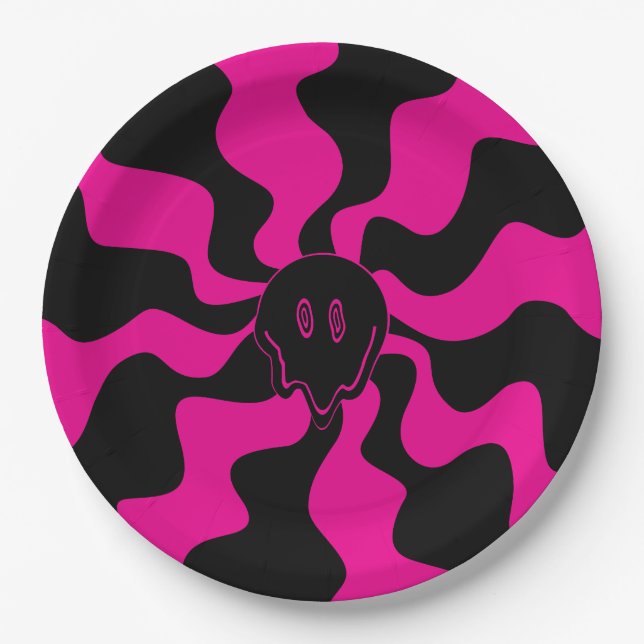 Prato De Papel Smile Melt - Magenta e Preto (Frente)