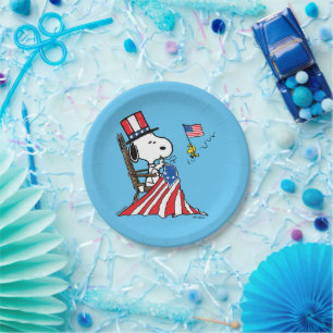 Prato De Papel Snoopy Sewing 4 de julho Flag