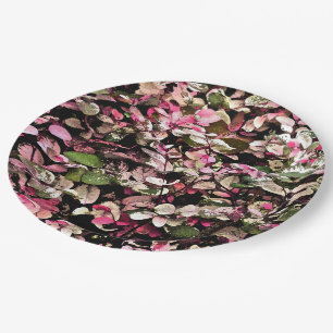 PRATO DE PAPEL "SNOWBUSH HAVAIANO PLANT/PINKS, VERDES E BRANCOS