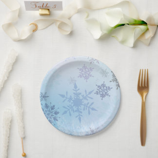 Prato De Papel Snowflake Snowy Mountain Winter