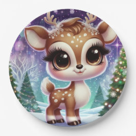 Prato De Papel Snowflake Sparkle Baby Reindeer