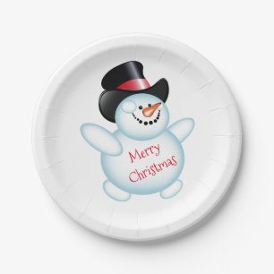 Prato De Papel Snowman