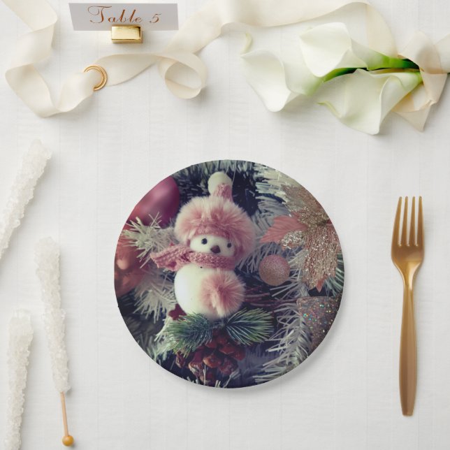 Prato De Papel Snowman Christmas Paper Plate  (Casamento)
