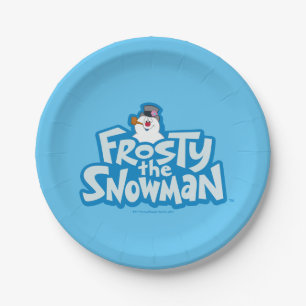 Prato De Papel Snowman™ congelado   Logotipo empilhado congelad